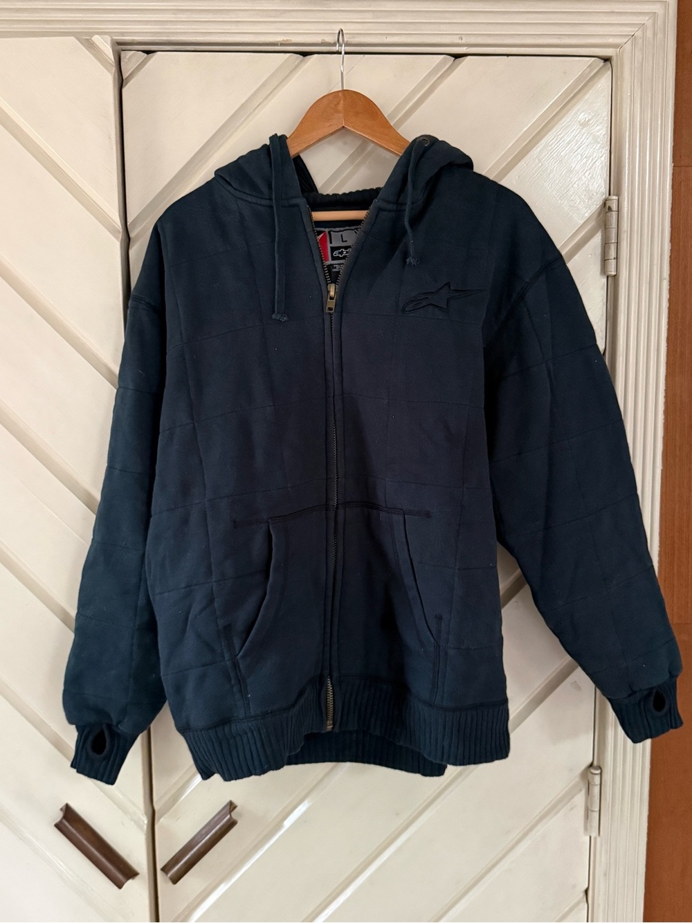 Alpinestars Navy Quilted Hooded Zip Puffer Jacket